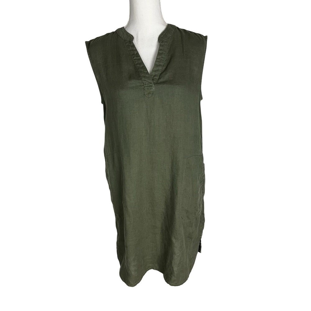 C&C California‎ Dress Size S Womens 100% Linen Green Sleeveless Shift Tunic